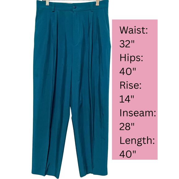 Vintage Oversized Blazer Co-ord Suit Matching Set Teal High Waist Pleated Pants - Picture 4 of 16